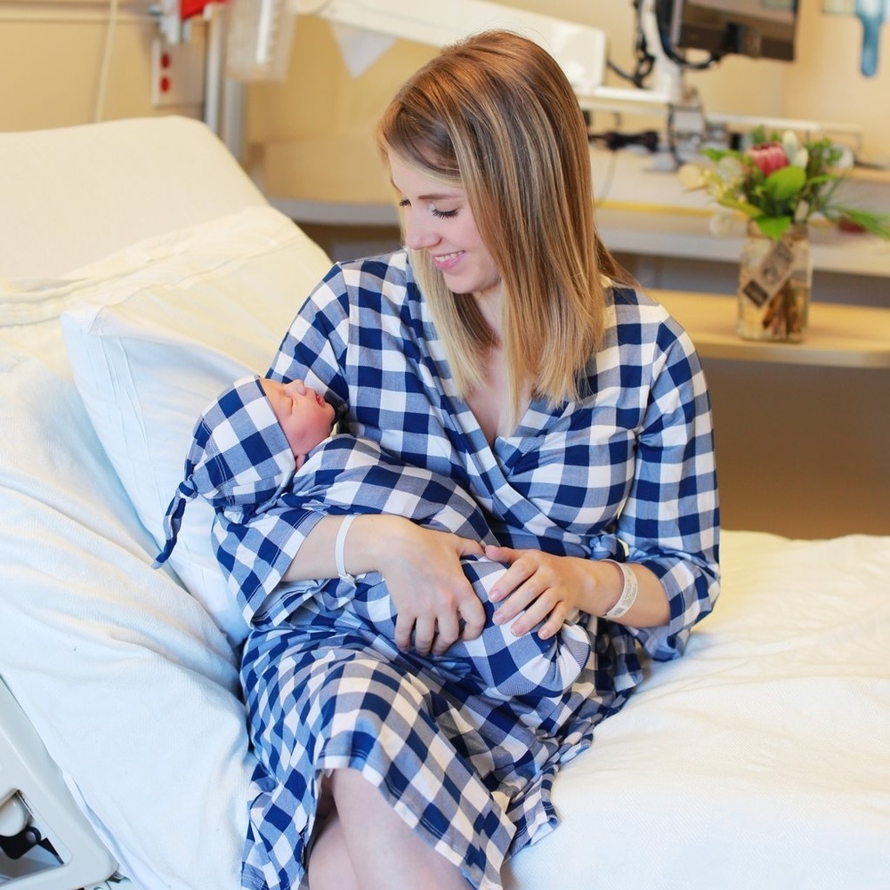 Milkmaid Goods Blue Plaid Robe and Swaddle Set